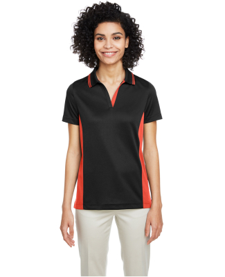 Harriton M386W Ladies' Flash Snag Protection Plus  in Black/ team orange