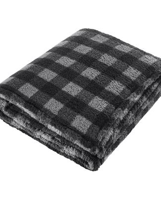 J America 8449 Adult Epic Sherpa Blanket in Black/ charcoal buffalo
