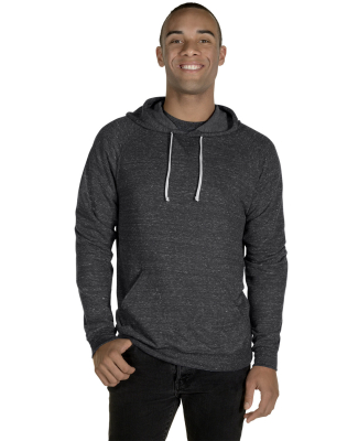 Jerzees 90M Adult Snow Heather Raglan Hooded Sweat in Black ink