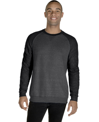 Jerzees 91M Adult Snow Heather French Terry Crewne in Charcoal/ black ink