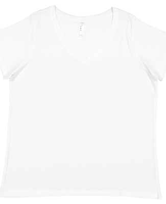 LA T 3817 Ladies' Curvy V-Neck Fine Jersey T-Shirt in Blended white