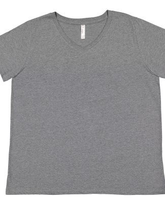 LA T 3817 Ladies' Curvy V-Neck Fine Jersey T-Shirt in Ice blackout
