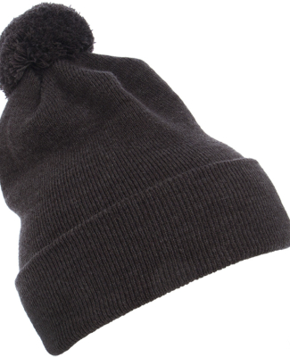 Yupoong-Flex Fit 1501P Cuffed Knit Beanie with Pom in Dark grey