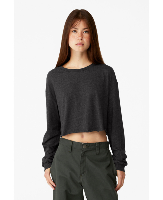 Bella + Canvas 6501 FWD Fashion Ladies' Cropped Lo in Dark grey heather