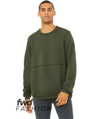 Bella + Canvas 3743 FWD Fashion Unisex Raw Seam Cr in Military green