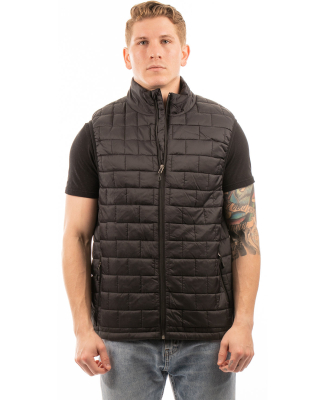 Burnside Clothing 8703 Adult Box Quilted Puffer Ve in Black