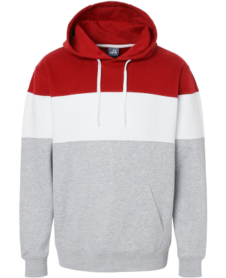 J America 8644 Men's Varsity Pullover Hooded Sweat in Red/ oxford