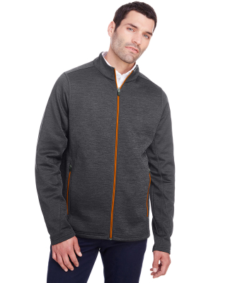 North End NE712 Men's Flux 2.0 Full-zip Jacket in Black heather/ orange soda