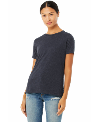 Bella + Canvas 6400 Ladies' Relaxed Heather CVC Sh in Heather navy