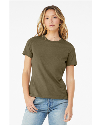 Bella + Canvas 6400 Ladies' Relaxed Heather CVC Sh in Heather olive