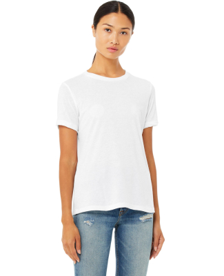 Bella + Canvas 6400 Ladies' Relaxed Heather CVC Sh in Solid white blend