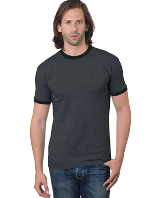 Bayside Apparel 1800 Unisex Ringer T-Shirt in Charcoal/ black