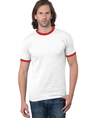 Bayside Apparel 1800 Unisex Ringer T-Shirt in White/ red