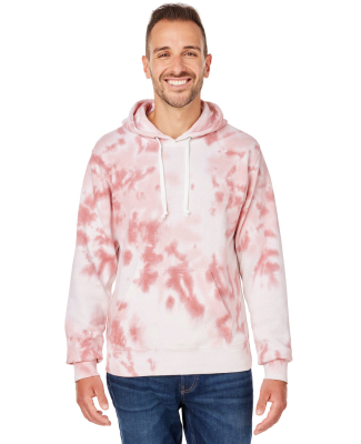 J America 8861 Adult Tie-Dye Pullover Hooded Sweat in Dusty rose tie dye