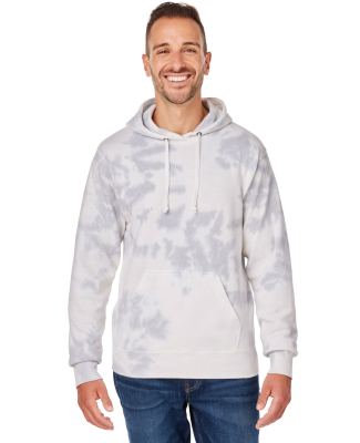 J America 8861 Adult Tie-Dye Pullover Hooded Sweat in Grey tie dye