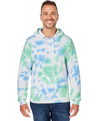 J America 8861 Adult Tie-Dye Pullover Hooded Sweat in Lagoon tie dye