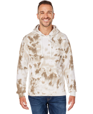 J America 8861 Adult Tie-Dye Pullover Hooded Sweat in Olive tie dye