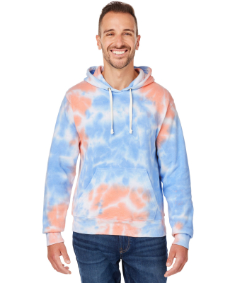 J America 8861 Adult Tie-Dye Pullover Hooded Sweat in Sunset tie dye