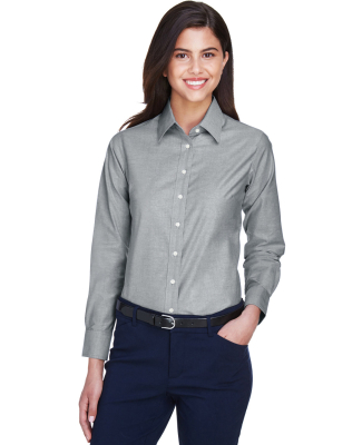 Harriton M600W Ladies' Long-Sleeve Oxford with Sta in Oxford grey