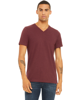 Bella + Canvas BC3005CVC Unisex CVC Jersey V-Neck  in Heather cardinal