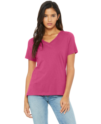Bella + Canvas 6405 Ladies' Relaxed Jersey V-Neck  in Berry