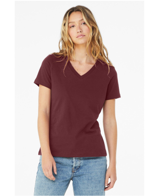 Bella + Canvas 6405 Ladies' Relaxed Jersey V-Neck  in Maroon