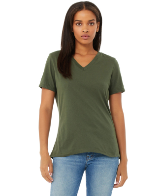 Bella + Canvas 6405 Ladies' Relaxed Jersey V-Neck  in Military green