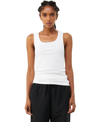 Bella + Canvas 1081 Ladies' Micro Ribbed Tank in Solid white blend
