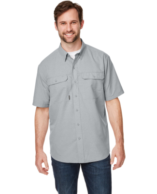 DRI DUCK 4445 Men's Crossroad Dobby Short-Sleeve W in Grey