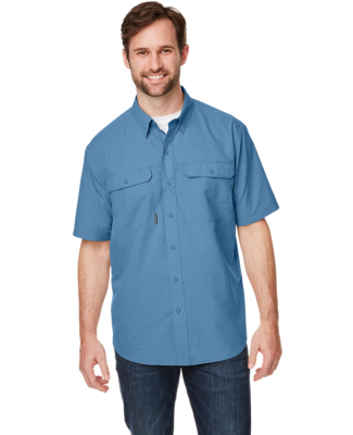 DRI DUCK 4445 Men's Crossroad Dobby Short-Sleeve W in Slate blue