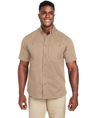 Harriton M585 Men's Advantage IL Short-Sleeve Work in Khaki