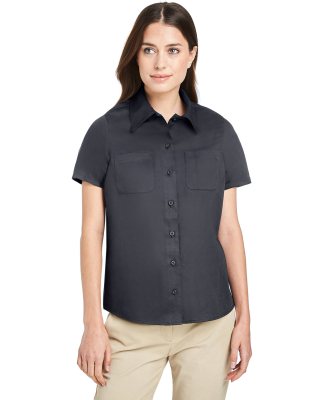Harriton M585W Ladies' Advantage IL Short-Sleeve W in Dark charcoal