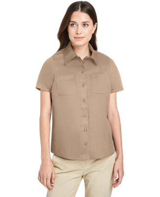 Harriton M585W Ladies' Advantage IL Short-Sleeve W in Khaki