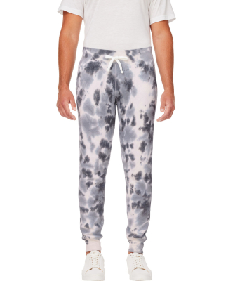 J America 8884 Adult Tie Dye Fleece Jogger in Black tie dye