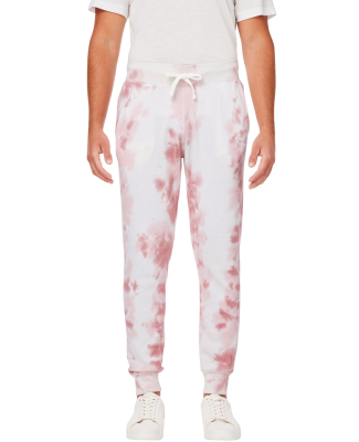 J America 8884 Adult Tie Dye Fleece Jogger in Dusty rose tie dye