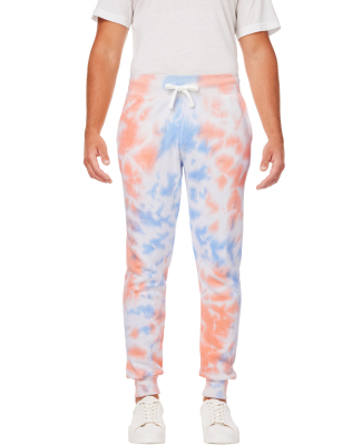 J America 8884 Adult Tie Dye Fleece Jogger in Sunset tie dye