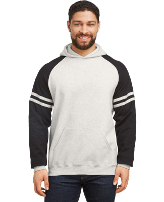 Jerzees 97CR Unisex NuBlend Varsity Color-Block Ho in Oatmeal heather/ black ink
