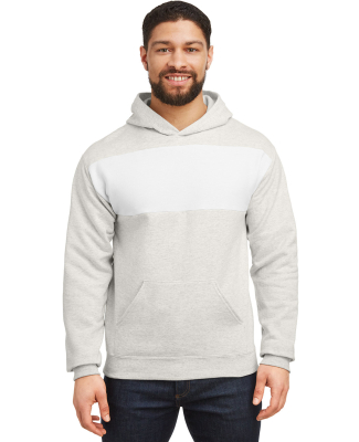 Jerzees 98CR Unisex NuBlend Billboard Hooded Sweat in Oatmeal heather/ white