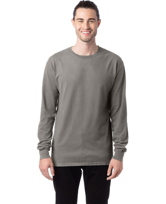Hanes GDH200 Unisex Garment-Dyed Long-Sleeve T-Shi in Concrete grey