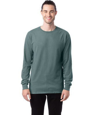 Hanes GDH200 Unisex Garment-Dyed Long-Sleeve T-Shi in Cypress green