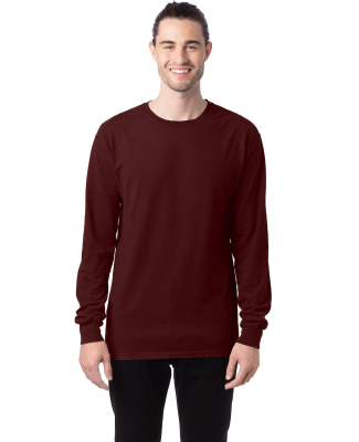 Hanes GDH200 Unisex Garment-Dyed Long-Sleeve T-Shi in Maroon