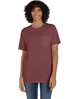 Hanes GDH150 Unisex Garment-Dyed T-Shirt with Pock in Cayenne