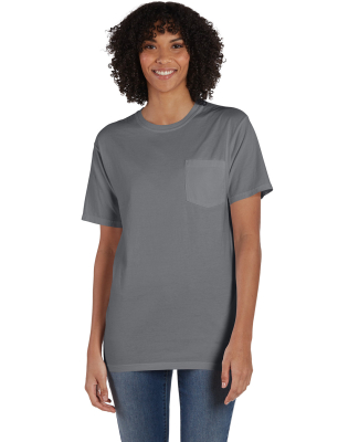 Hanes GDH150 Unisex Garment-Dyed T-Shirt with Pock in Concrete grey
