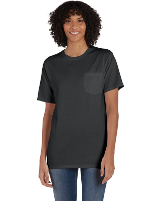 Hanes GDH150 Unisex Garment-Dyed T-Shirt with Pock in New railroad grey
