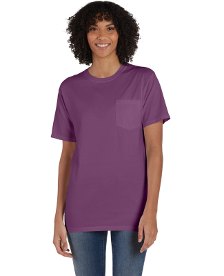 Hanes GDH150 Unisex Garment-Dyed T-Shirt with Pock in Purple plum raisin