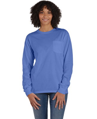 Hanes GDH250 Unisex Garment-Dyed Long-Sleeve T-Shi in Deep forte blue