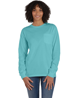 Hanes GDH250 Unisex Garment-Dyed Long-Sleeve T-Shi in Mint