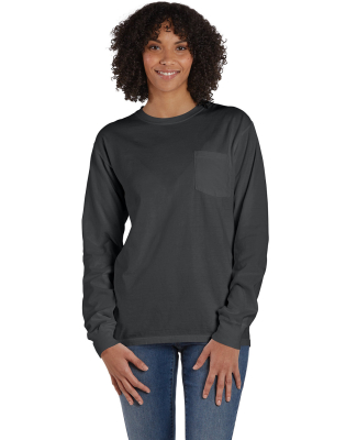 Hanes GDH250 Unisex Garment-Dyed Long-Sleeve T-Shi in New railroad grey