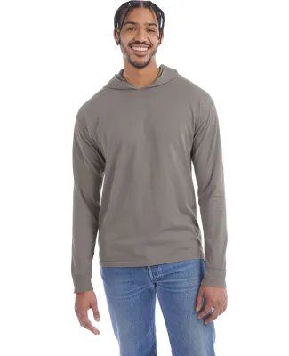 Hanes GDH280 Unisex Jersey Hooded T-Shirt in Concrete gray