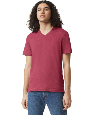 American Apparel 2006CVC Unisex CVC V-Neck T-Shirt in Heather cardinal